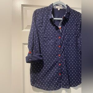 Eden and Olivia navy blue shirt with white anchors